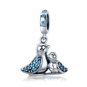 (image pour) Charm Pendant Style PANDORA bébé oiseau avec mère - SCC426