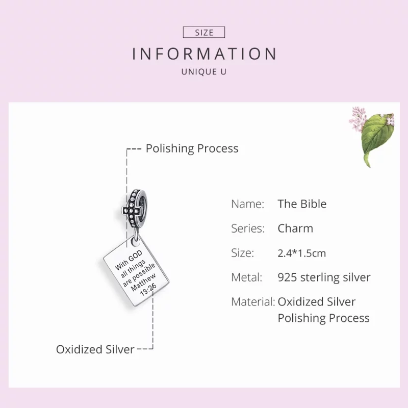 (image pour) Charm Pendant Style PANDORA Bible - SCC1424 - Afficher 7