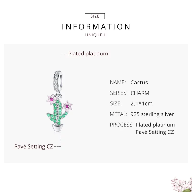 (image pour) Charm Pendant Style PANDORA Cactus - BSC121 - Afficher 6