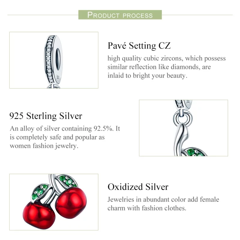(image pour) Charm Pendant Style PANDORA Cerises d'été - SCC784 - Afficher 7