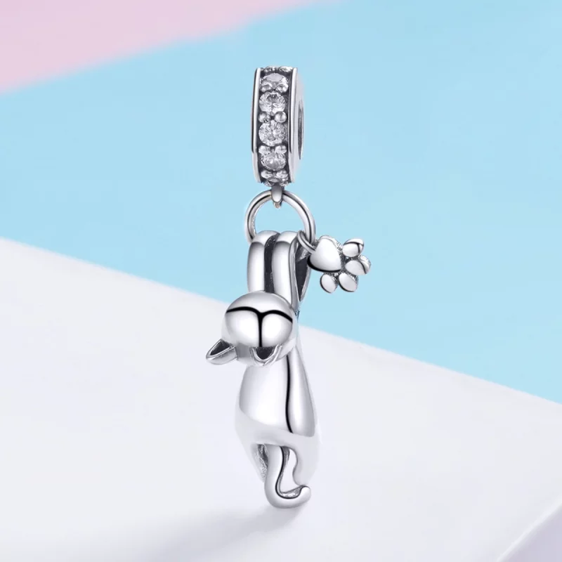 (image pour) Charm Pendant Style PANDORA Chat collant - SCC930 - Afficher 2