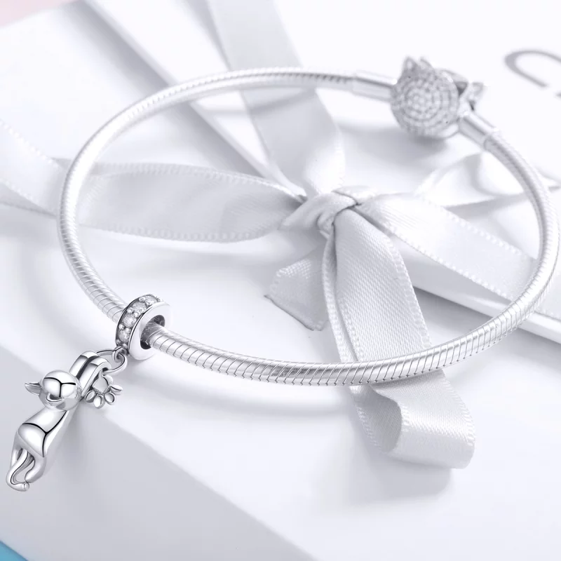 (image pour) Charm Pendant Style PANDORA Chat collant - SCC930 - Afficher 3