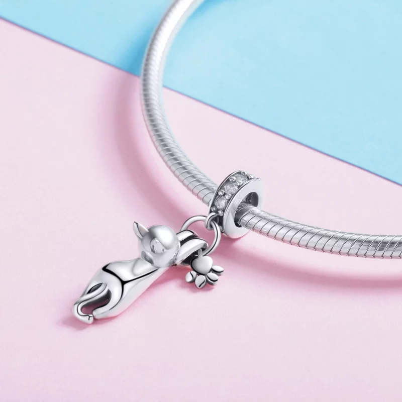 (image pour) Charm Pendant Style PANDORA Chat collant - SCC930 - Afficher 4