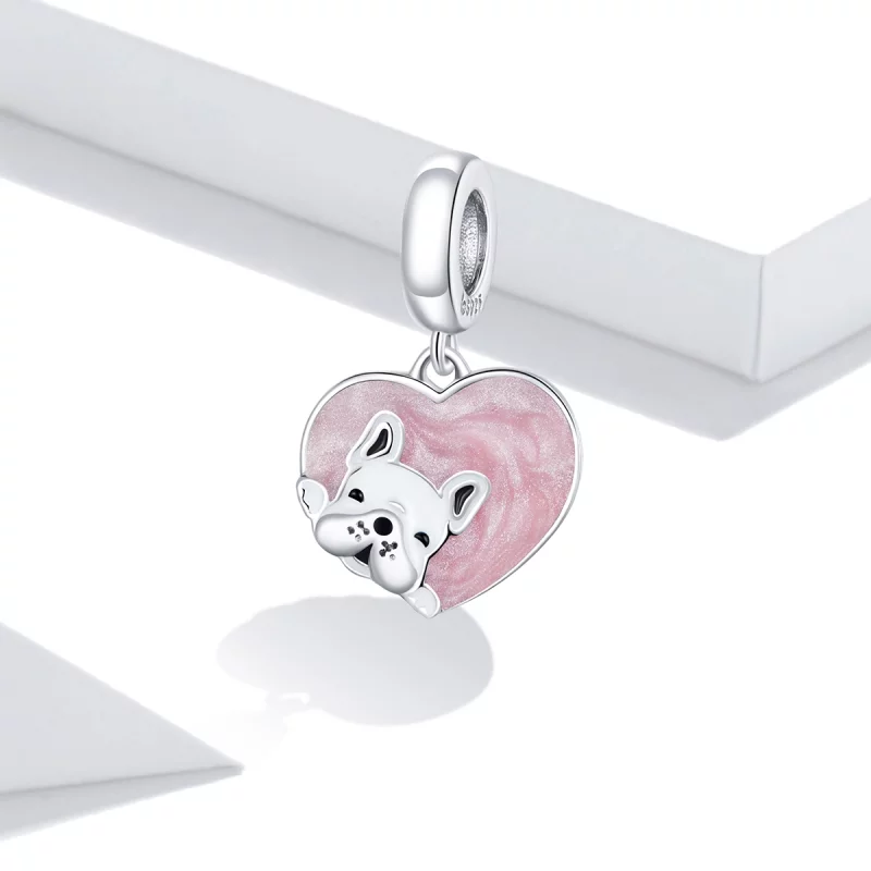 (image pour) Charm Pendant Style PANDORA Chiot avec amour - BSC360 - Afficher 2