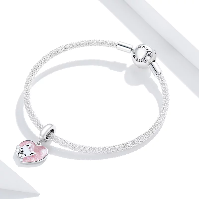 (image pour) Charm Pendant Style PANDORA Chiot avec amour - BSC360 - Afficher 3