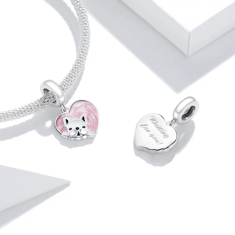 (image pour) Charm Pendant Style PANDORA Chiot avec amour - BSC360 - Afficher 4
