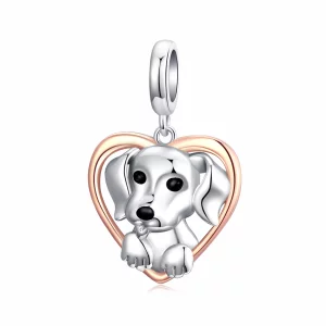 (image pour) Charm Pendant Style PANDORA Chiot labrador Bicolore - SCC1611