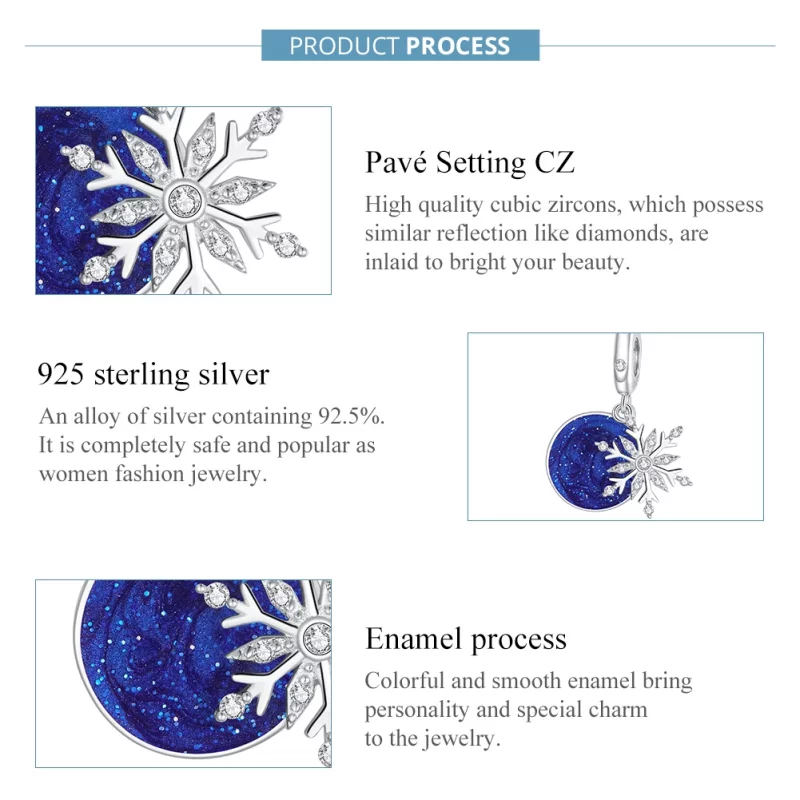 (image pour) Charm Pendant Style PANDORA Ciel nocturne enneigé - BSC367 - Afficher 7