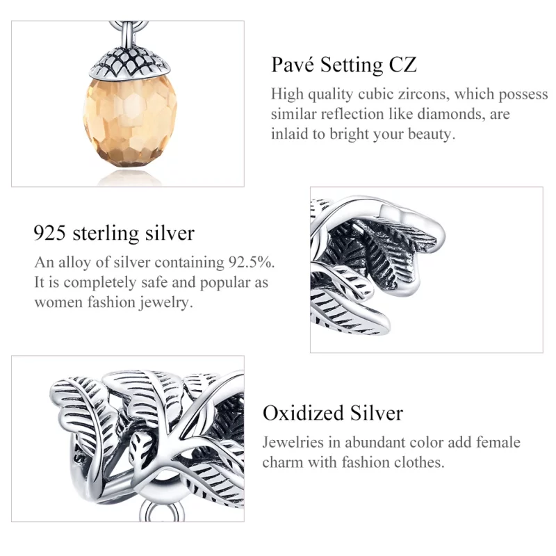 (image pour) Charm Pendant Style PANDORA Cône de pin porte-bonheur - BSC336 - Afficher 7