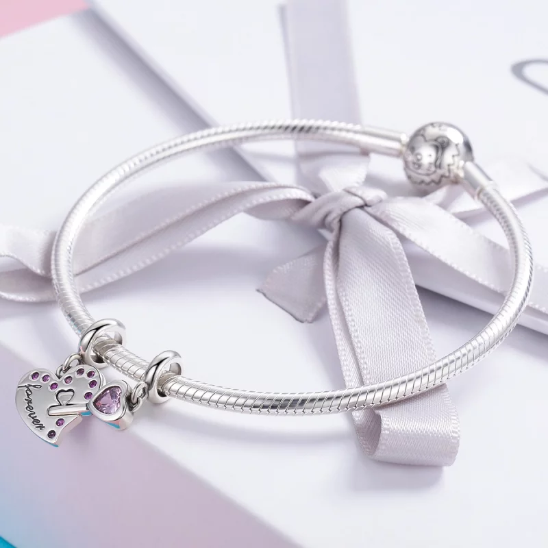 (image pour) Charm Pendant Style PANDORA Coeur & Clé - SCC638 - Afficher 6