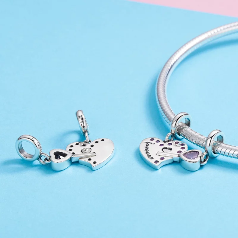 (image pour) Charm Pendant Style PANDORA Coeur & Clé - SCC638 - Afficher 7
