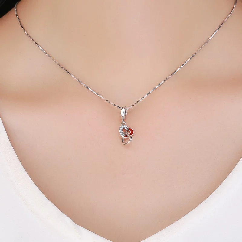 (image pour) Charm Pendant Style PANDORA Coeur à coeur - SCC735 - Afficher 5