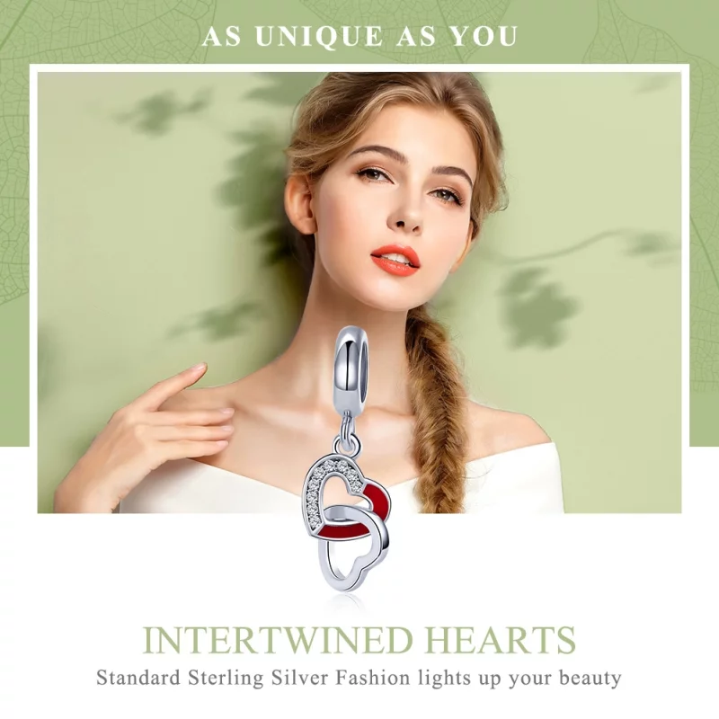 (image pour) Charm Pendant Style PANDORA Coeur à coeur - SCC735 - Afficher 6