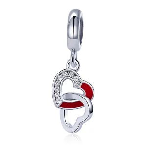 Charm Pendant Style PANDORA Coeur à coeur - SCC735 (image pour) Charm Pendant Style PANDORA Coeur à coeur - SCC735