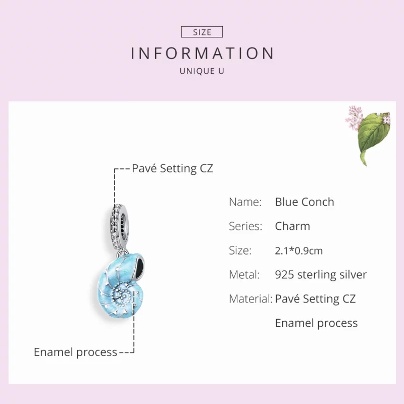 (image pour) Charm Pendant Style PANDORA Conque bleu - SCC1560 - Afficher 7