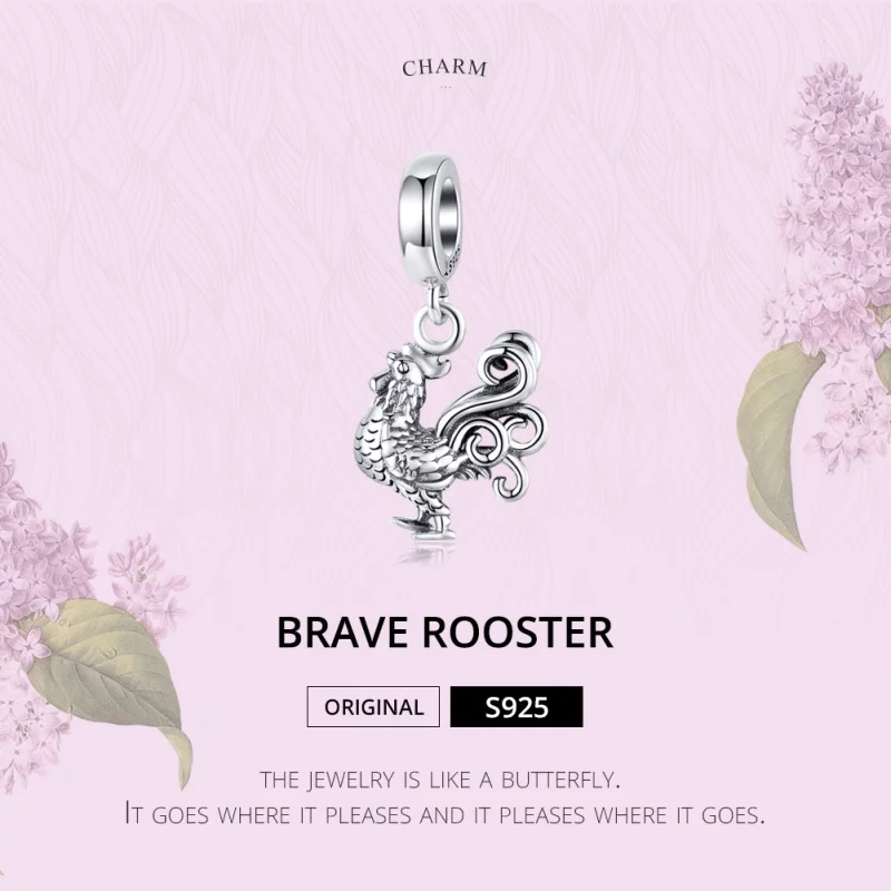 (image pour) Charm Pendant Style PANDORA Coq courageux - SCC1337 - Afficher 6