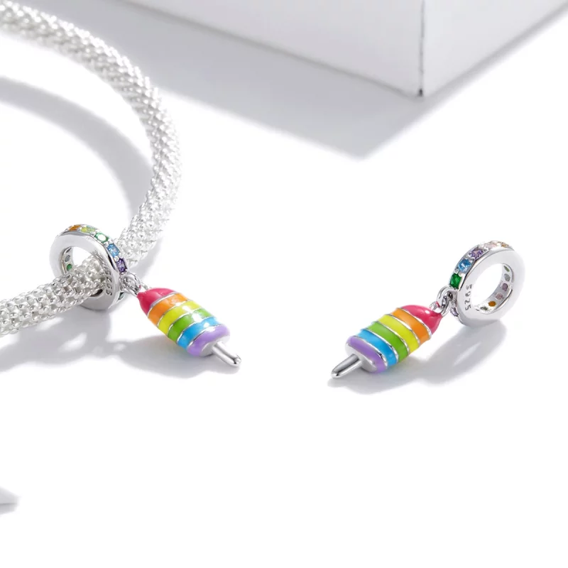 (image pour) Charm Pendant Style PANDORA Crème glacée arc-en-ciel - BSC351 - Afficher 3
