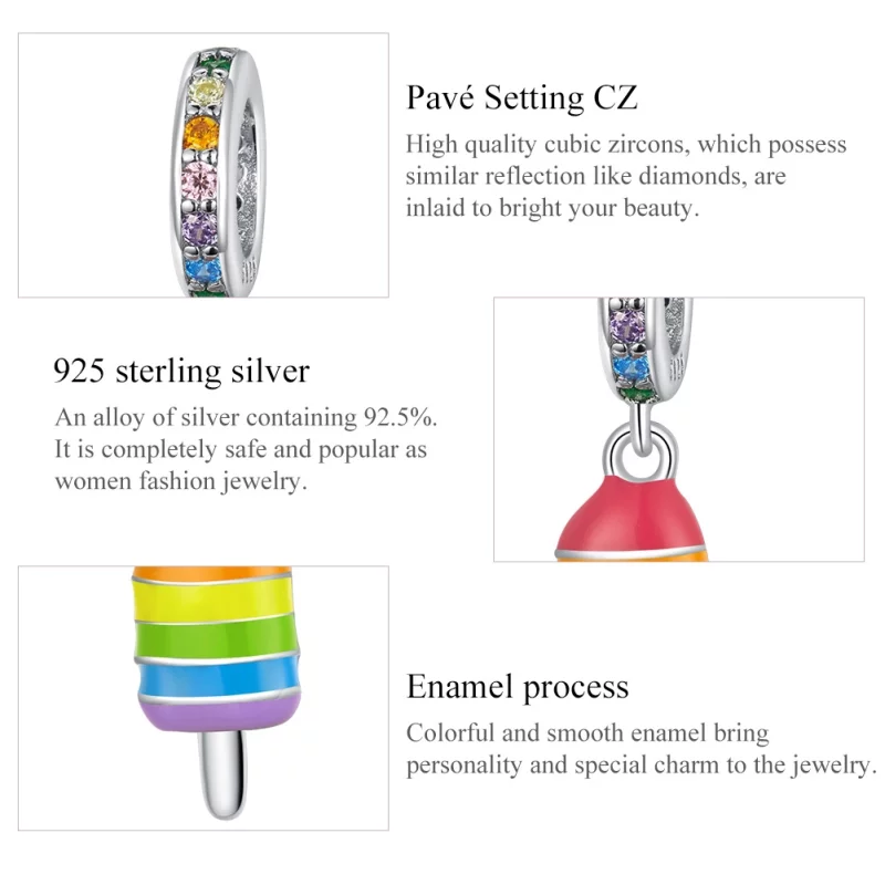 (image pour) Charm Pendant Style PANDORA Crème glacée arc-en-ciel - BSC351 - Afficher 7