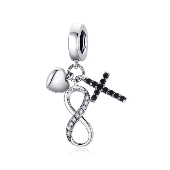(image pour) Charm Pendant Style PANDORA Croix et coeur de l'infini - SCC1713