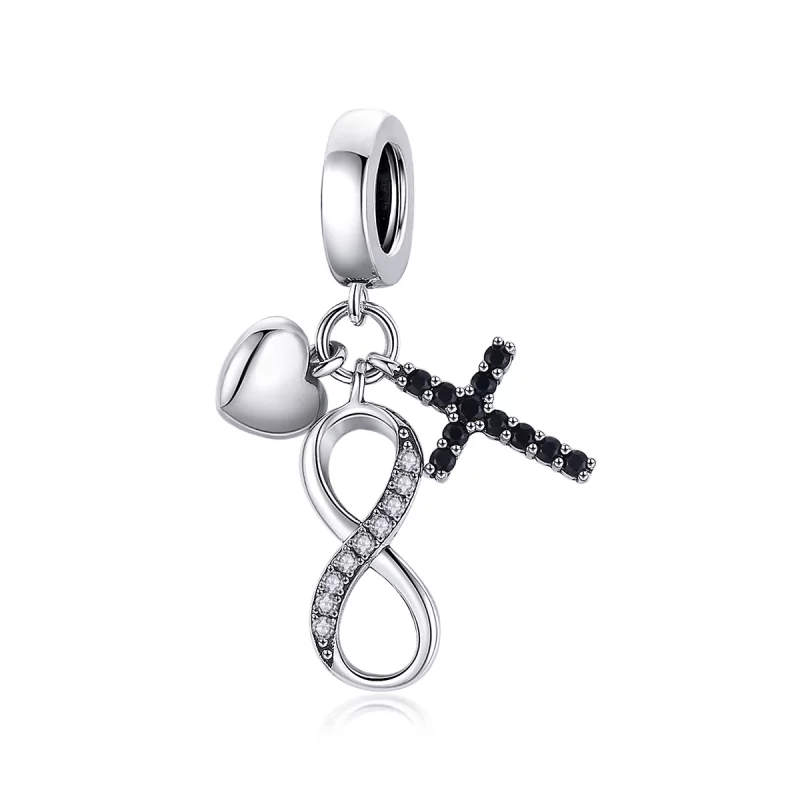 (image pour) Charm Pendant Style PANDORA Croix et coeur de l'infini - SCC1713