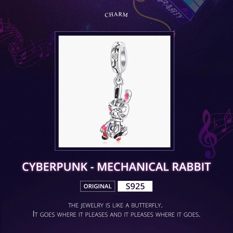 (image pour) Charm Pendant Style PANDORA Cyberpunk - Lapin mécanique - SCC1841 - Afficher 5