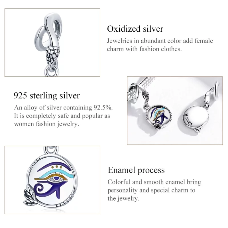 (image pour) Charm Pendant Style PANDORA Egypte - Yeux Jumeaux - SCC1857 - Afficher 8