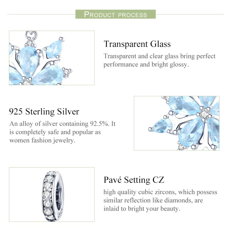 (image pour) Charm Pendant Style PANDORA Flocons de neige - SCC940 - Afficher 7