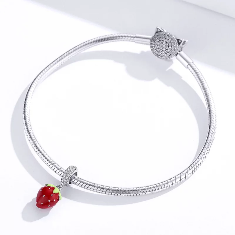 (image pour) Charm Pendant Style PANDORA Fraise mignonne - SCC1537 - Afficher 2