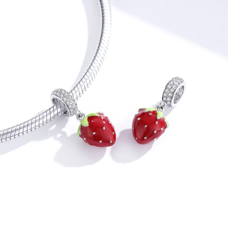 (image pour) Charm Pendant Style PANDORA Fraise mignonne - SCC1537 - Afficher 4