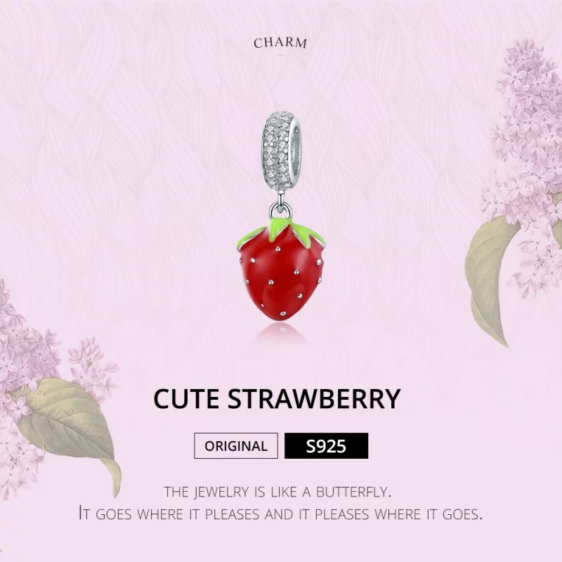 (image pour) Charm Pendant Style PANDORA Fraise mignonne - SCC1537 - Afficher 6