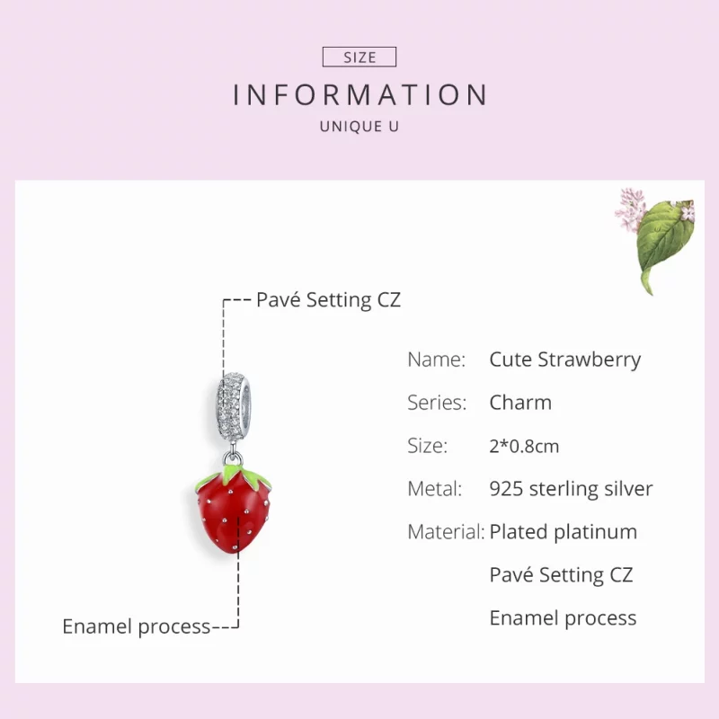 (image pour) Charm Pendant Style PANDORA Fraise mignonne - SCC1537 - Afficher 7