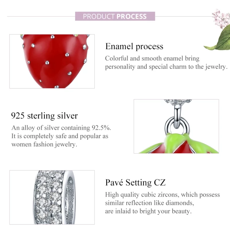 (image pour) Charm Pendant Style PANDORA Fraise mignonne - SCC1537 - Afficher 8