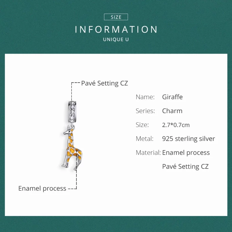 (image pour) Charm Pendant Style PANDORA Girafe - BSC258 - Afficher 6