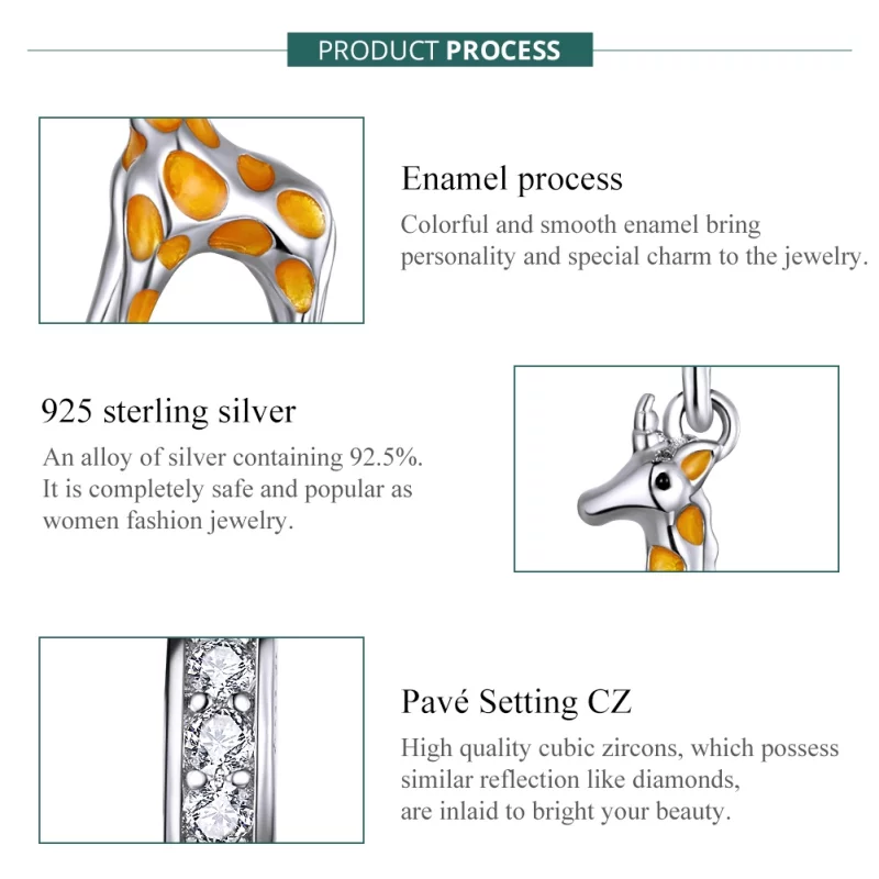(image pour) Charm Pendant Style PANDORA Girafe - BSC258 - Afficher 7