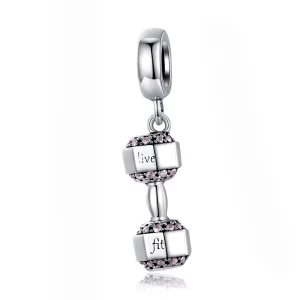 Charm Pendant Style PANDORA Haltère - SCC1340 (image pour) Charm Pendant Style PANDORA Haltère - SCC1340