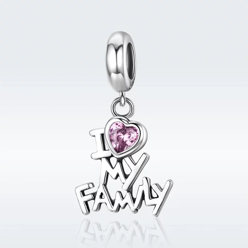 (image pour) Charm Pendant Style PANDORA J'adore ma famille - SCC251 - Afficher 2