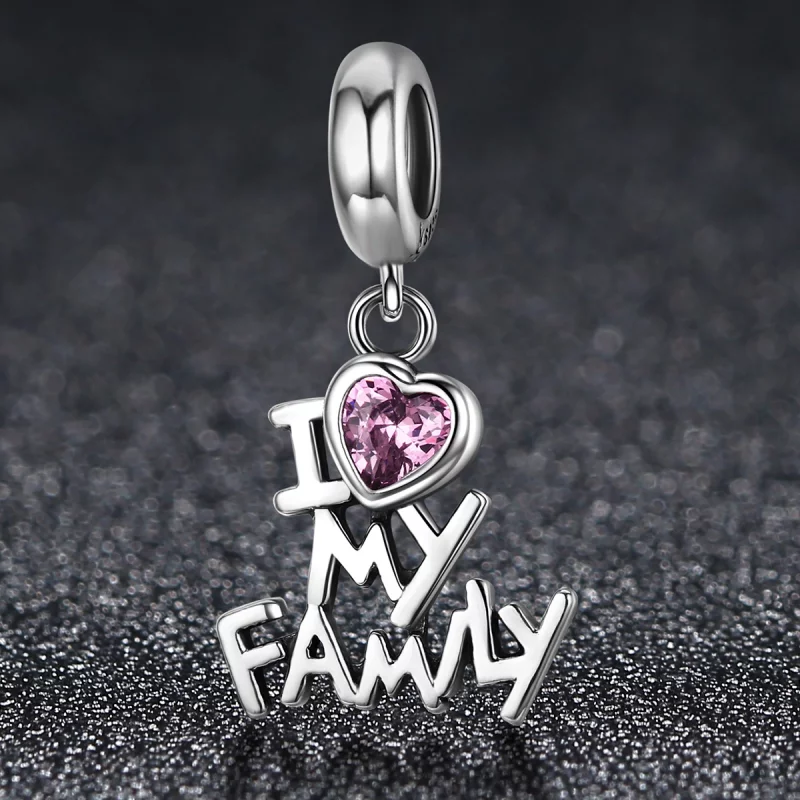 (image pour) Charm Pendant Style PANDORA J'adore ma famille - SCC251 - Afficher 3