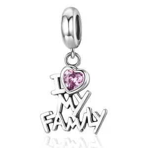 (image pour) Charm Pendant Style PANDORA J'adore ma famille - SCC251