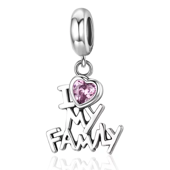 (image pour) Charm Pendant Style PANDORA J'adore ma famille - SCC251
