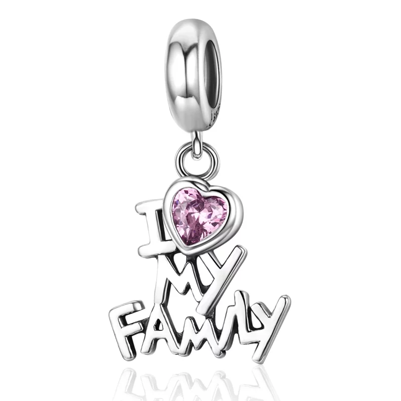 (image pour) Charm Pendant Style PANDORA J'adore ma famille - SCC251