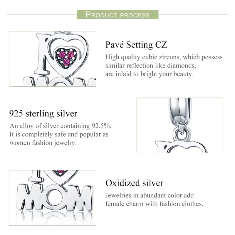 (image pour) Charm Pendant Style PANDORA J'aime maman - SCC420 - Afficher 7