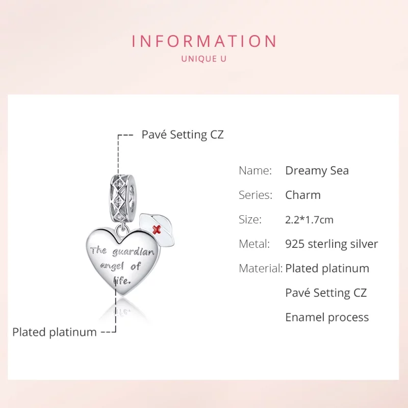 (image pour) Charm Pendant Style PANDORA L'ange gardien de la vie - BSC307 - Afficher 6