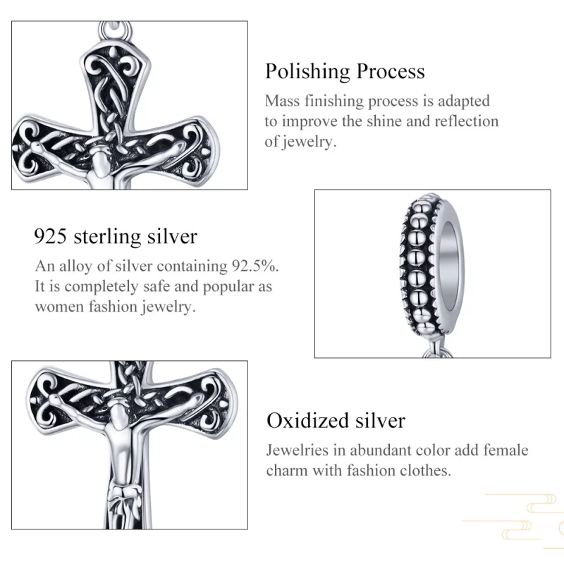 (image pour) Charm Pendant Style PANDORA La croix de Jésus - SCC1407 - Afficher 6