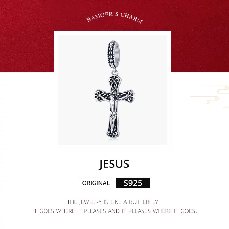 (image pour) Charm Pendant Style PANDORA La croix de Jésus - SCC1407 - Afficher 8