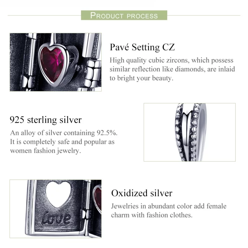 (image pour) Charm Pendant Style PANDORA Lettre d'amour - SCC980 - Afficher 7
