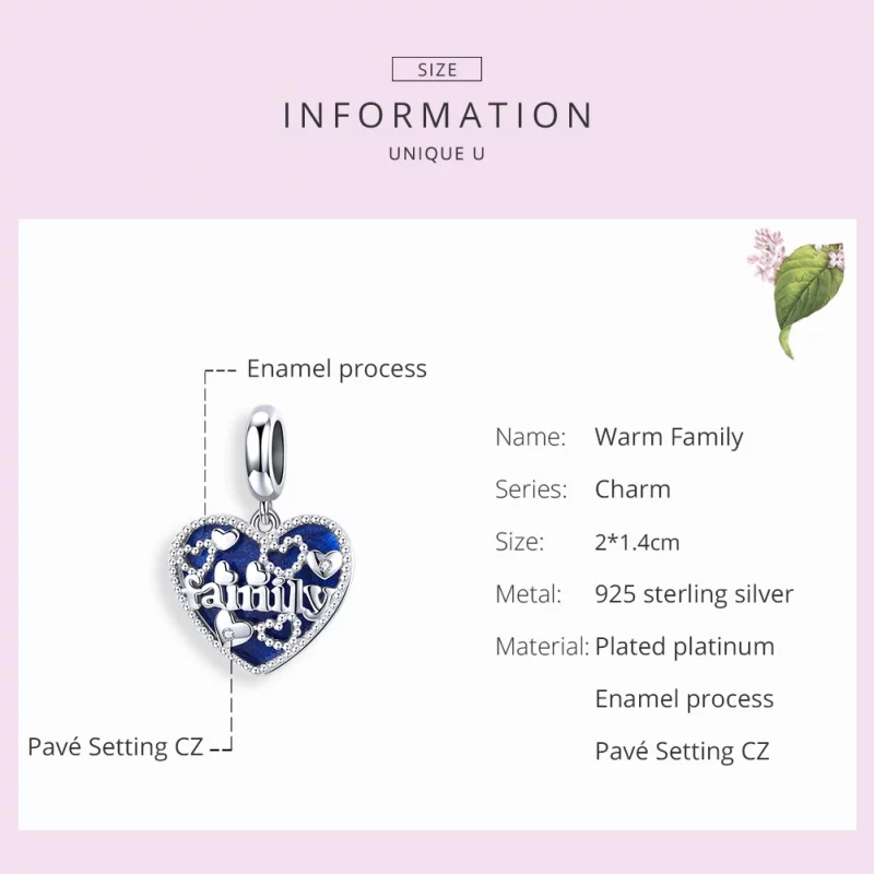 (image pour) Charm Pendant Style PANDORA Lettres de famille - BSC293 - Afficher 7