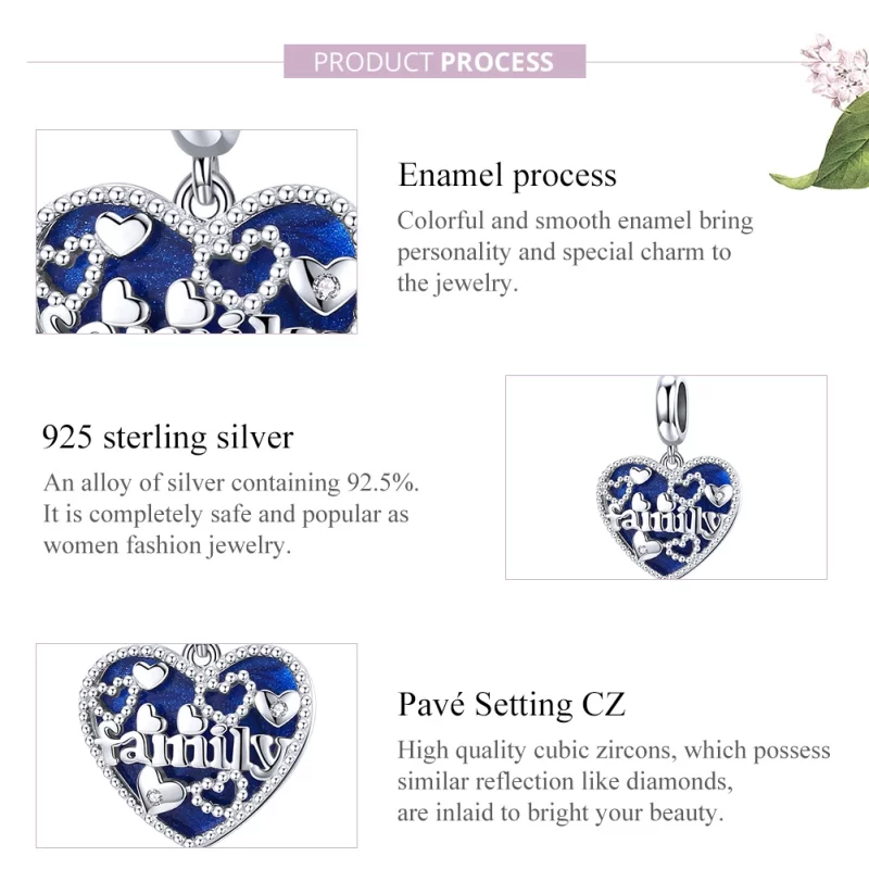 (image pour) Charm Pendant Style PANDORA Lettres de famille - BSC293 - Afficher 8