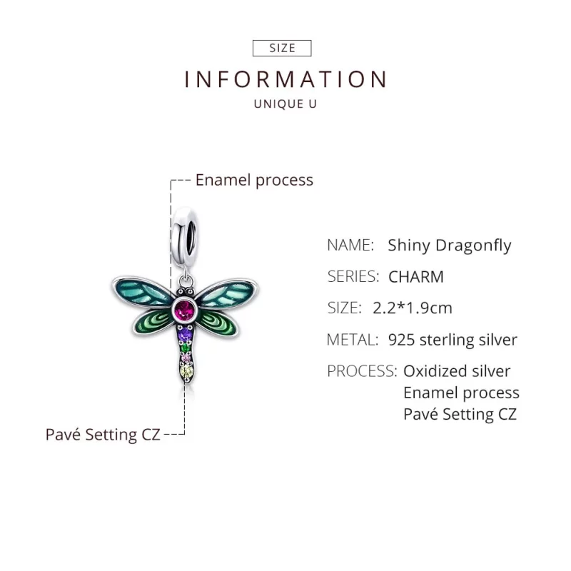 (image pour) Charm Pendant Style PANDORA Libellule brillante - SCC1706 - Afficher 8