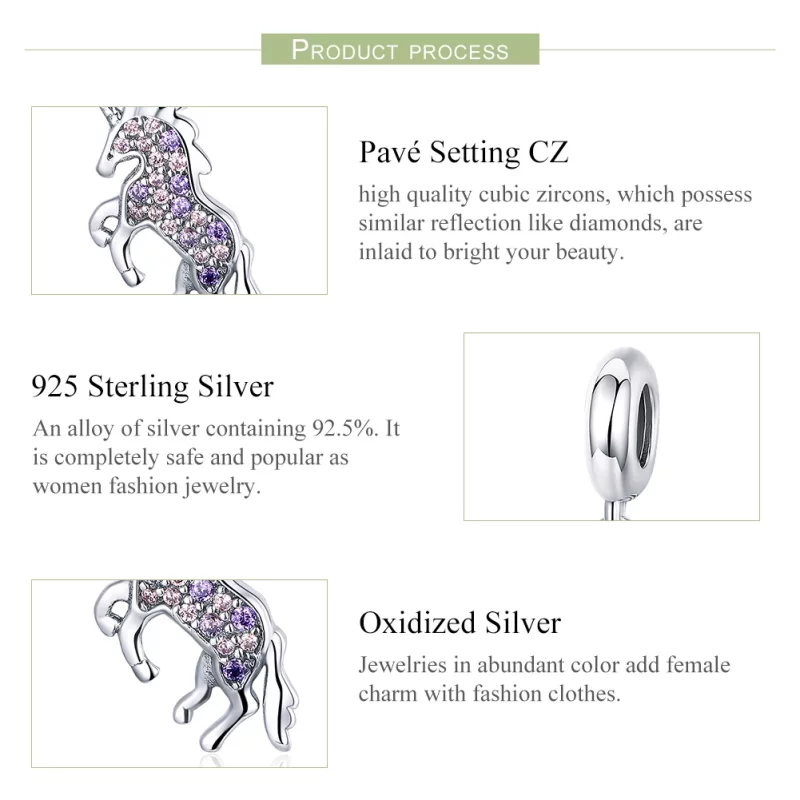 (image pour) Charm Pendant Style PANDORA Licorne - SCC996 - Afficher 7