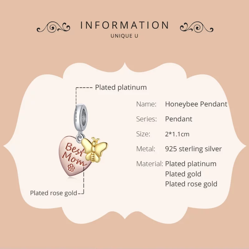 (image pour) Charm Pendant Style PANDORA Meilleure maman Bicolore - SCC1792 - Afficher 6